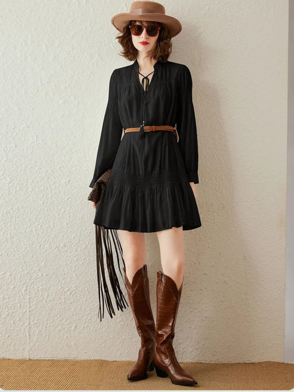 Dames Mini-jurk Boho V-hals Riem
