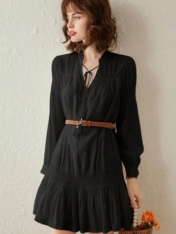 Dames Mini-jurk Boho V-hals Riem