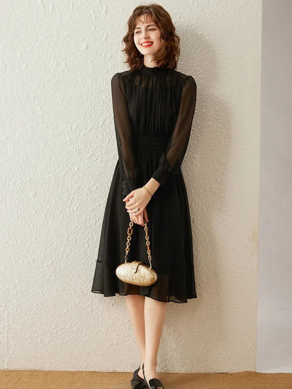 Dames Jurk Elegant Transparante Mouwen