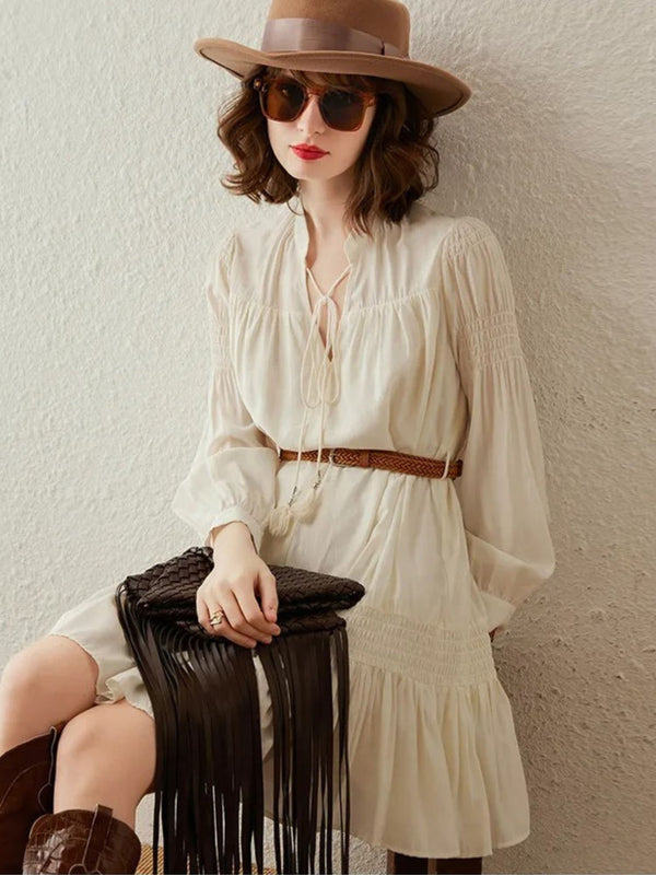 Dames Mini-jurk Boho V-hals Riem