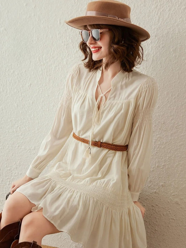 Dames Mini-jurk Boho V-hals Riem