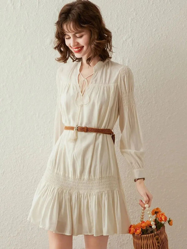 Dames Mini-jurk Boho V-hals Riem