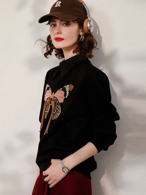 Vlinder geborduurde trui