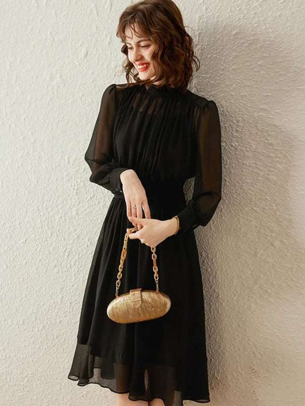 Dames Jurk Elegant Transparante Mouwen