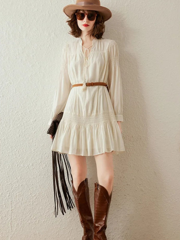 Dames Mini-jurk Boho V-hals Riem