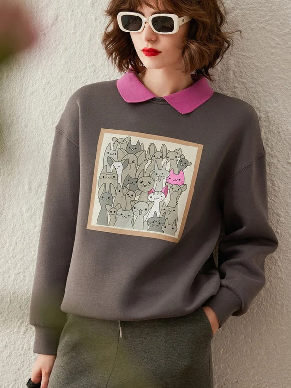 Trui met contrasterende kraag en gedropte mouwen