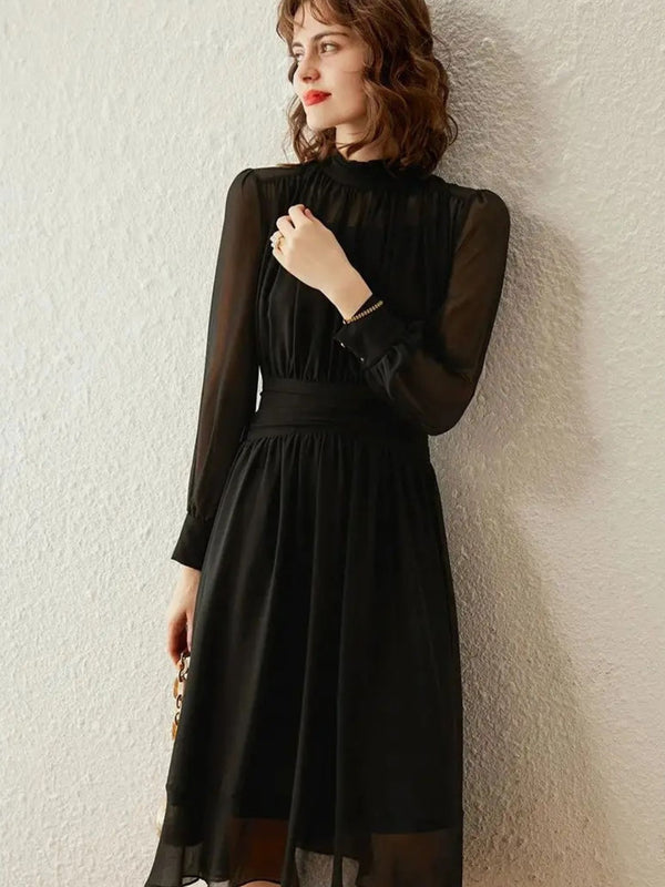 Dames Jurk Elegant Transparante Mouwen
