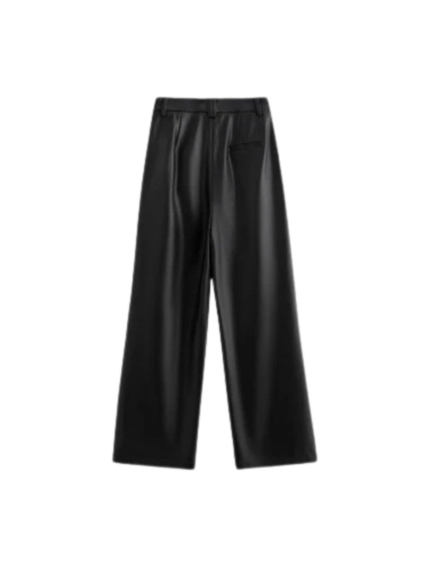 Dames Broek Imitatieleer Hoge Taille Wijde Pijpen