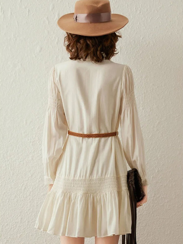 Dames Mini-jurk Boho V-hals Riem