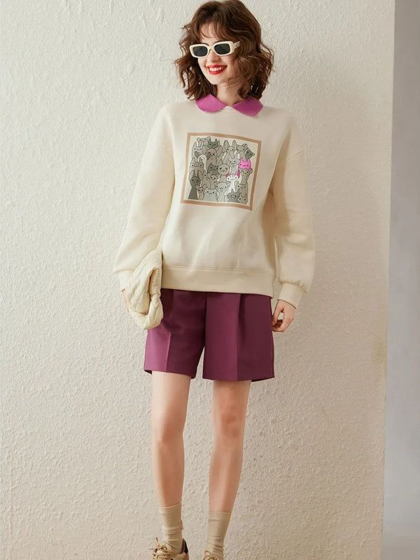 Trui met contrasterende kraag en gedropte mouwen