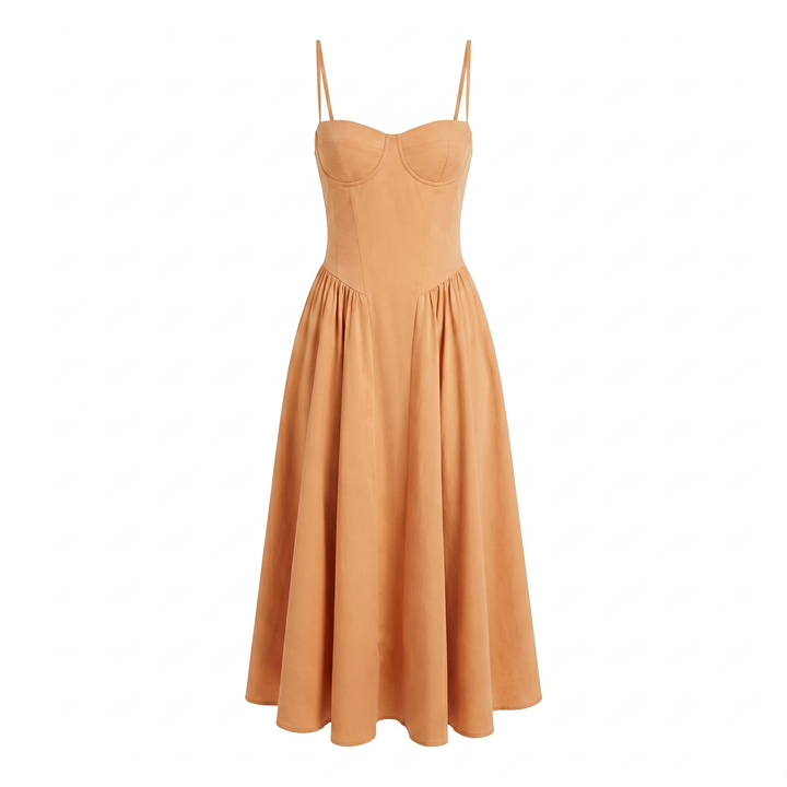 Mathilde Corset Midi-jurk - Apricot