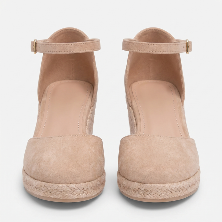 Margaux Gesloten Sleehak Sandalen - Beige
