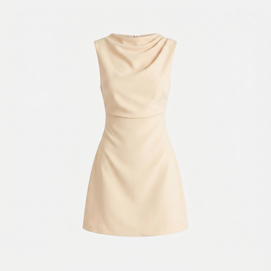 Amelie Gedrapeerde Mini-jurk - Beige