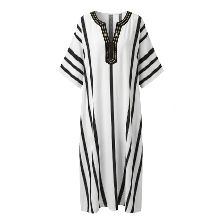 Anais Kaftan-jurk Mediterraan - Black and White