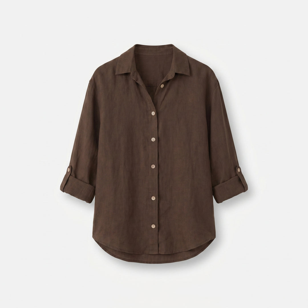 Juliette Linnen-Katoen Blouse - Brown
