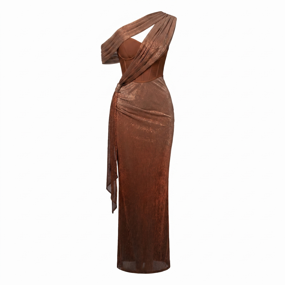 Clemence Luxe Statement-jurk - Brown