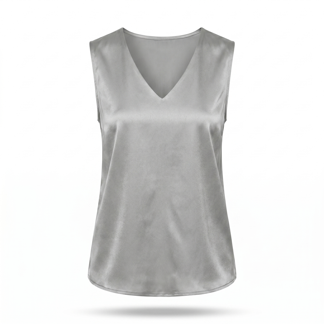 Camille Satijnen Mouwloze Blouse - Gray