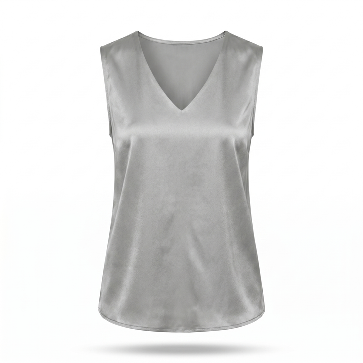 Camille Satijnen Mouwloze Blouse - Gray