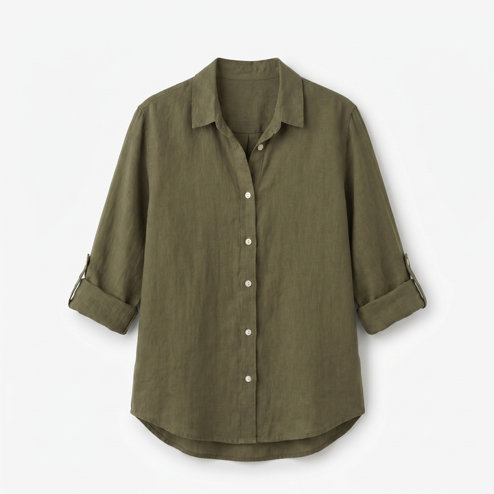 Juliette Linnen-Katoen Blouse - Green
