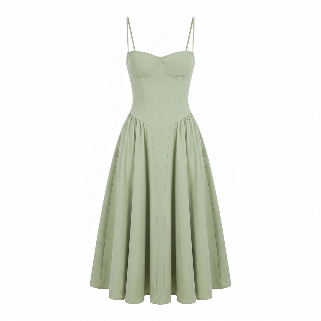 Mathilde Corset Midi-jurk - LightGreen