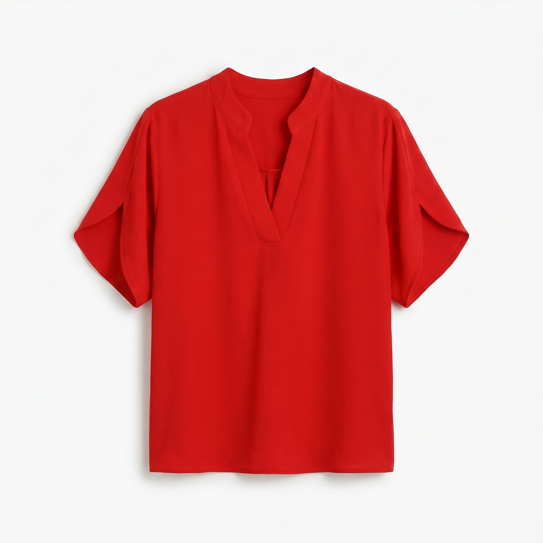 Noemie Chiffon Blouse V-hals - Red
