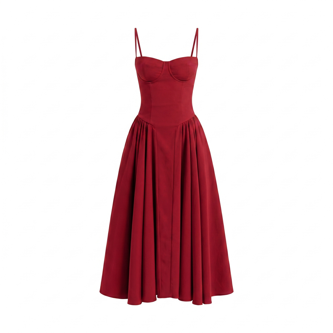 Mathilde Corset Midi-jurk - Red
