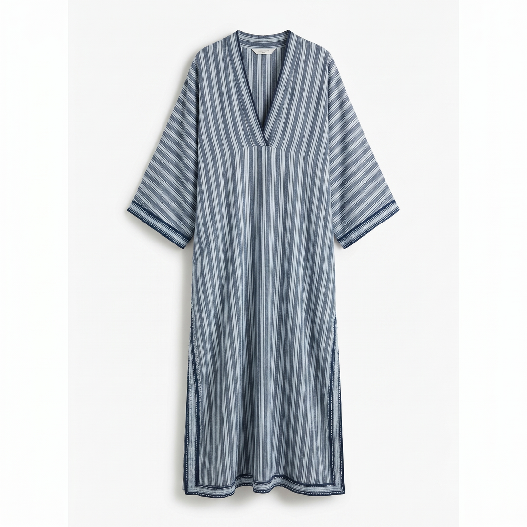 Anais Kaftan-jurk Mediterraan - Striped Blue