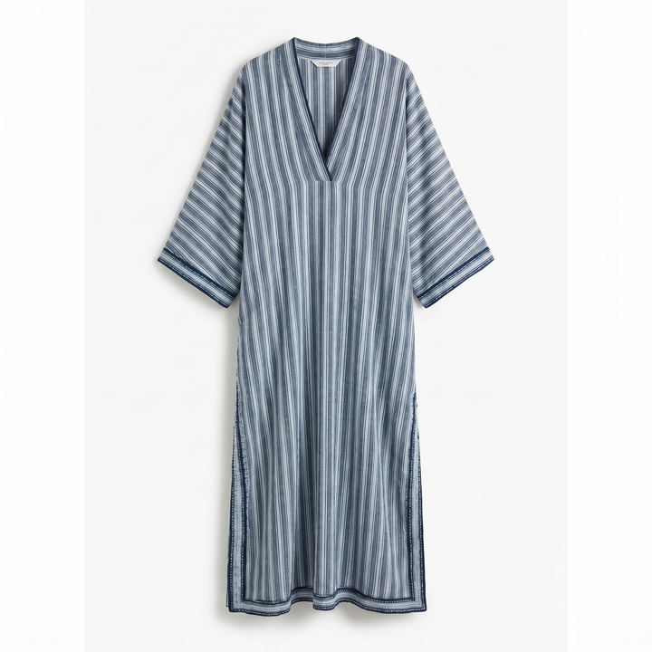 Anais Kaftan-jurk Mediterraan - Striped Blue