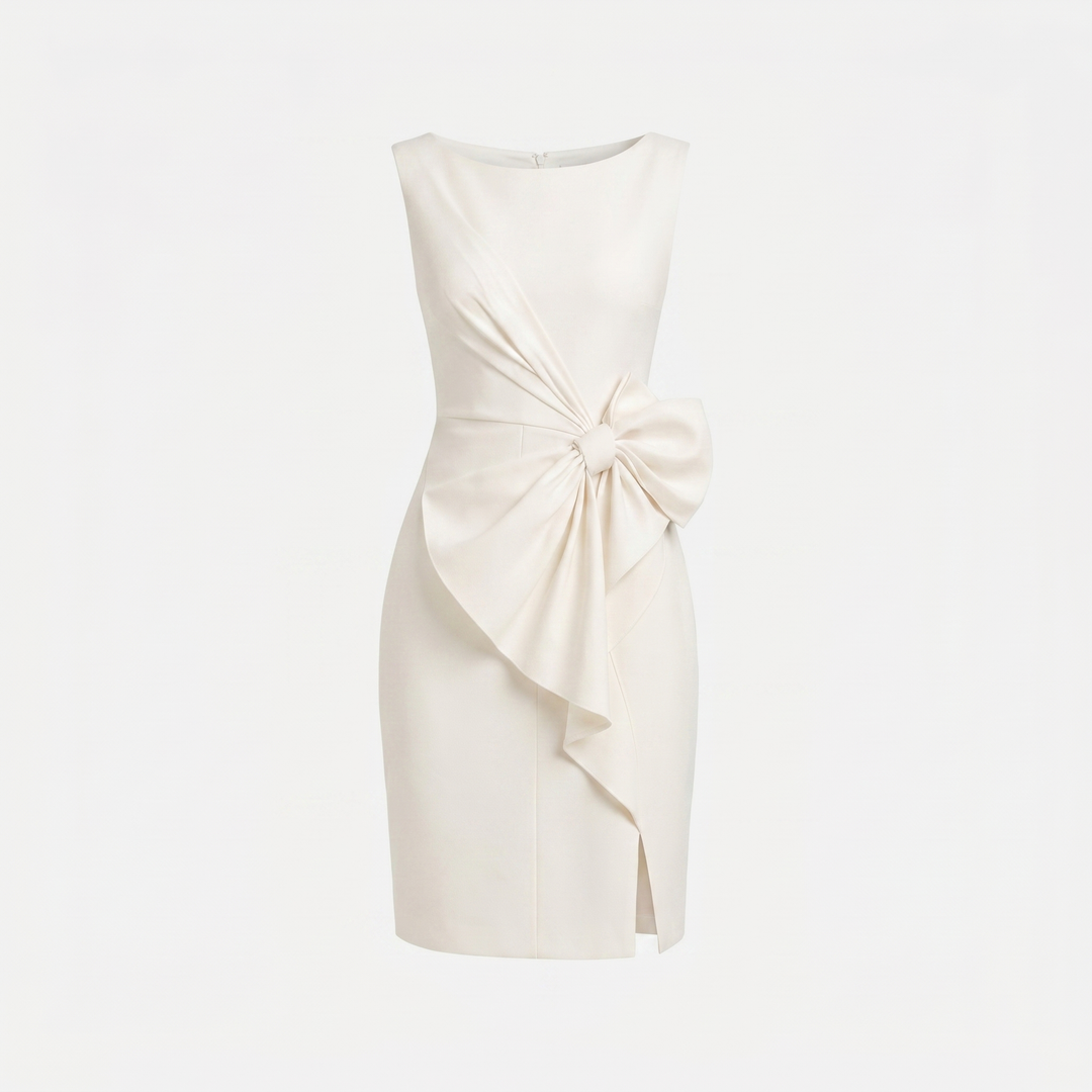 Eloise Cocktail-jurk met Strikceintuur - White