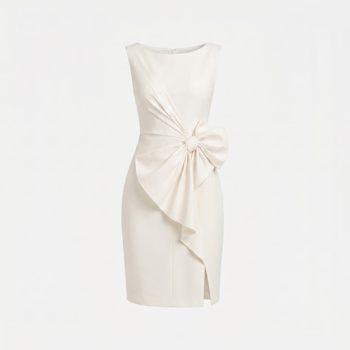 Eloise Cocktail-jurk met Strikceintuur - White
