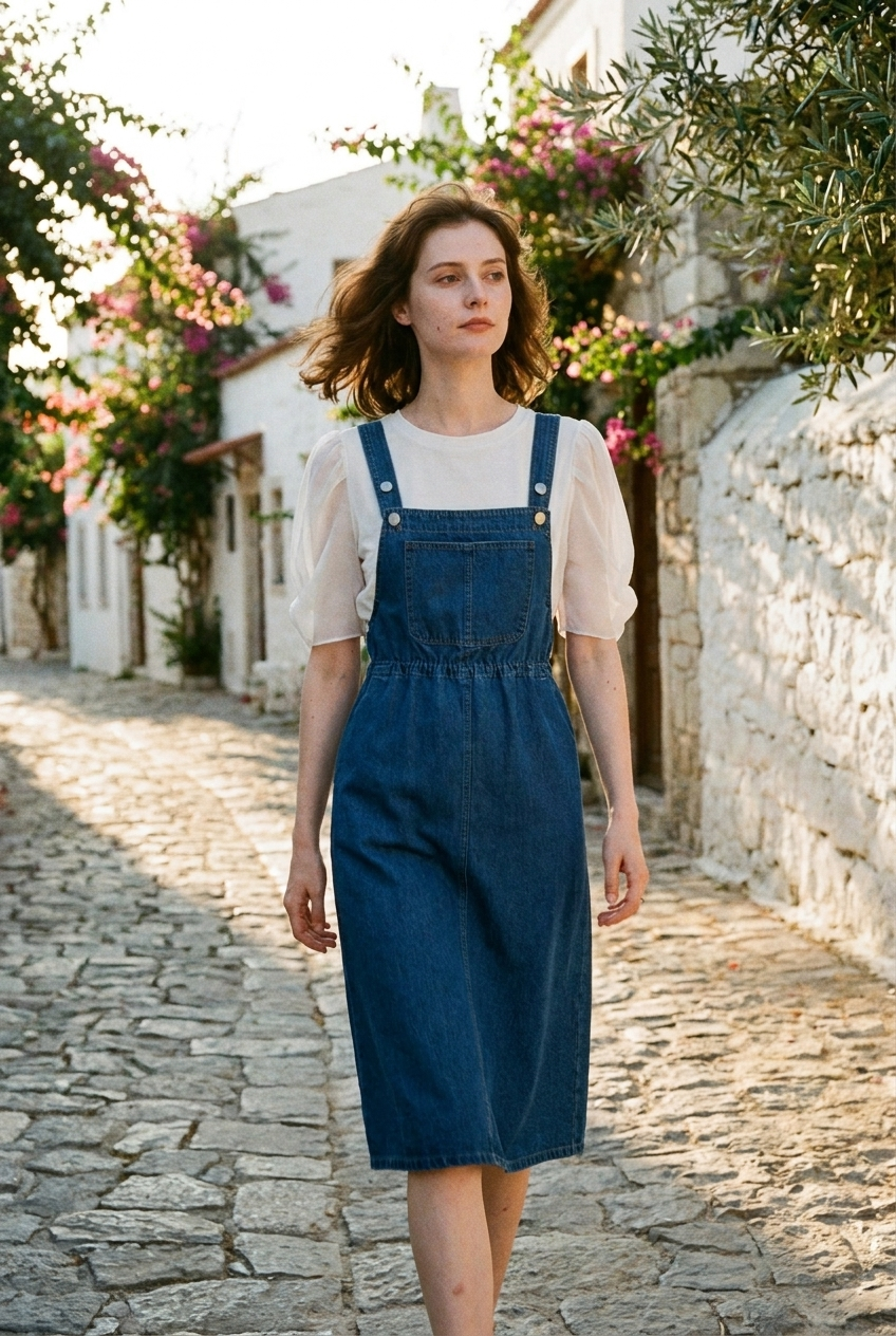 Dames Denim Jurk Bretels