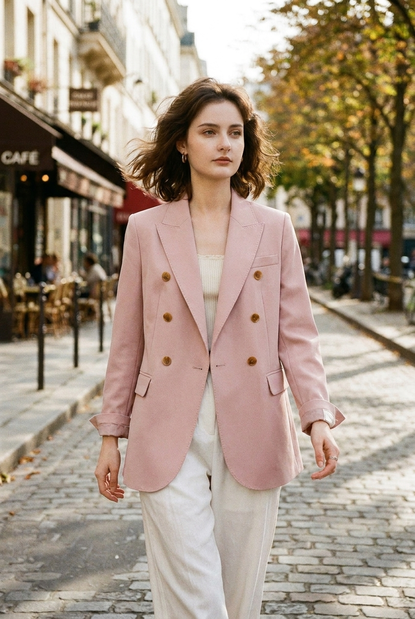 Dames Blazer Houten Knopen