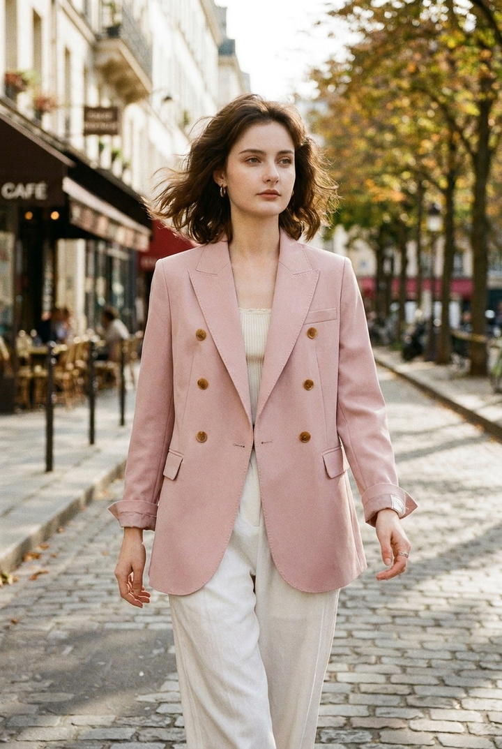 Dames Blazer Houten Knopen