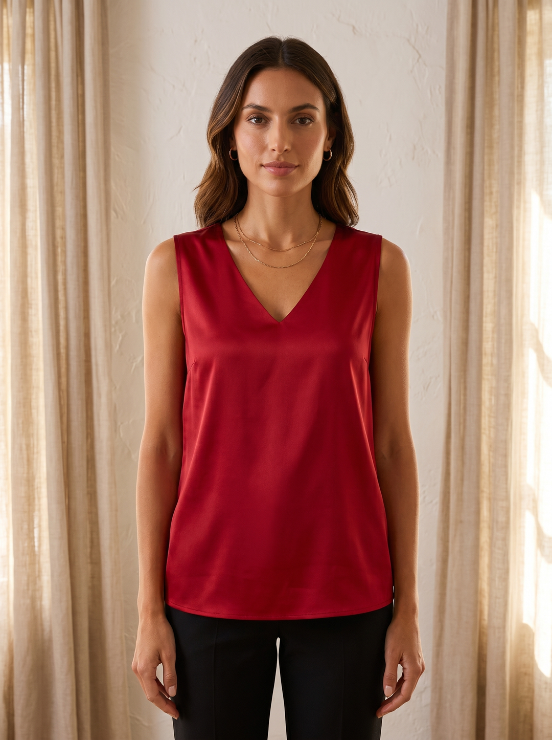 Camille Satijnen Mouwloze Blouse - sfeer 1
