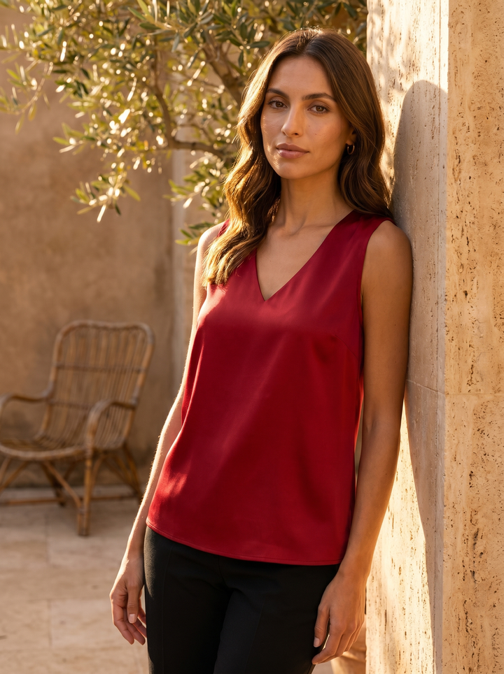 Camille Satijnen Mouwloze Blouse - sfeer 2