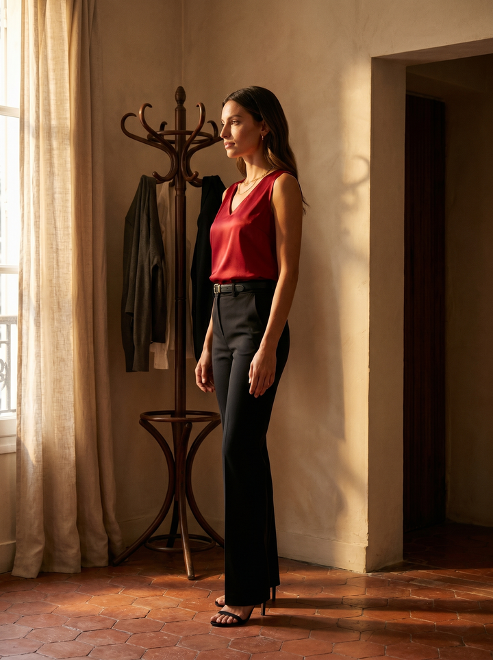 Camille Satijnen Mouwloze Blouse - sfeer 3