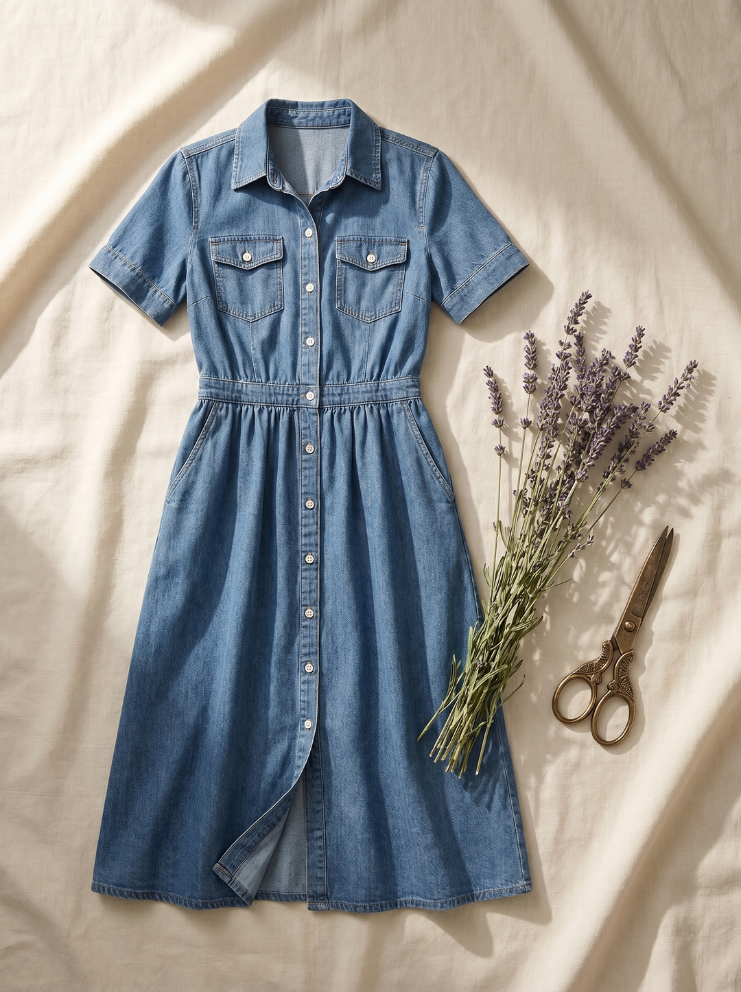 Colette Denim Blouse-jurk Midi - detail 1