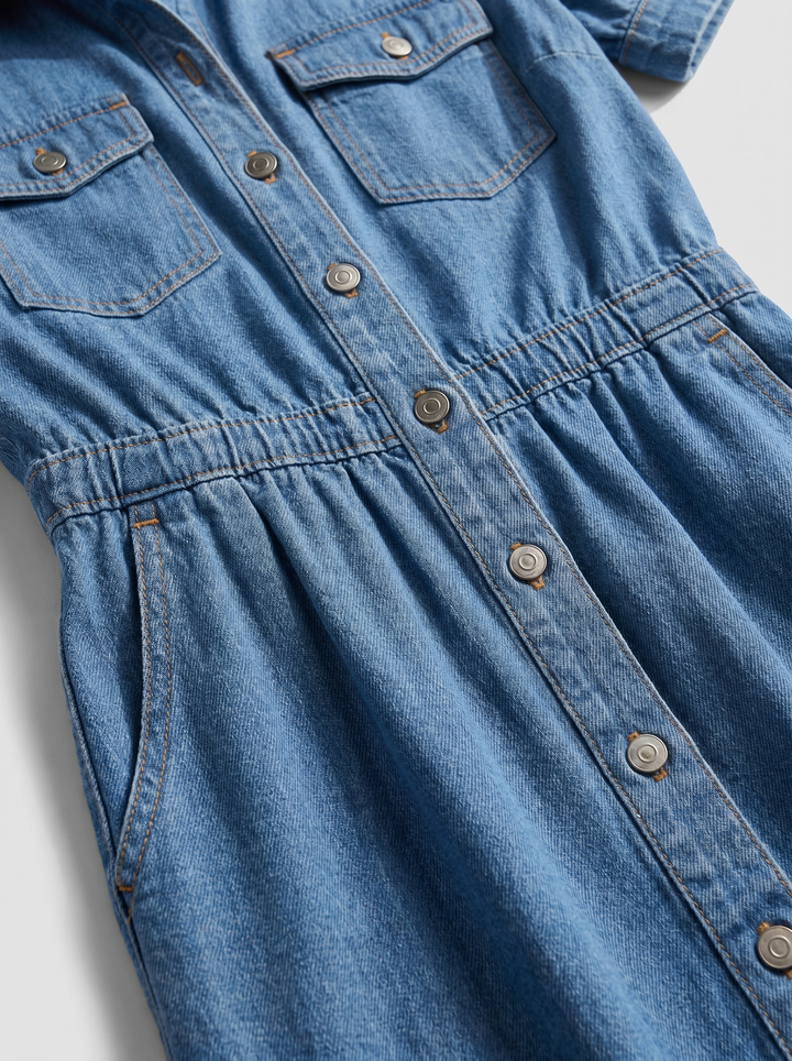Colette Denim Blouse-jurk Midi - detail 2