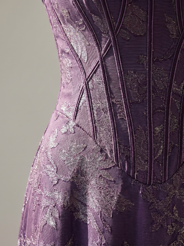 Violette Chiffon Bloemen-jurk - detail 2